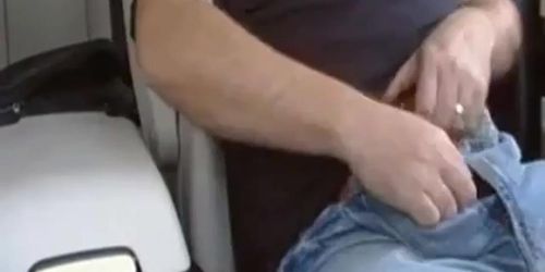 Bear exhibitionist cumshot in auto